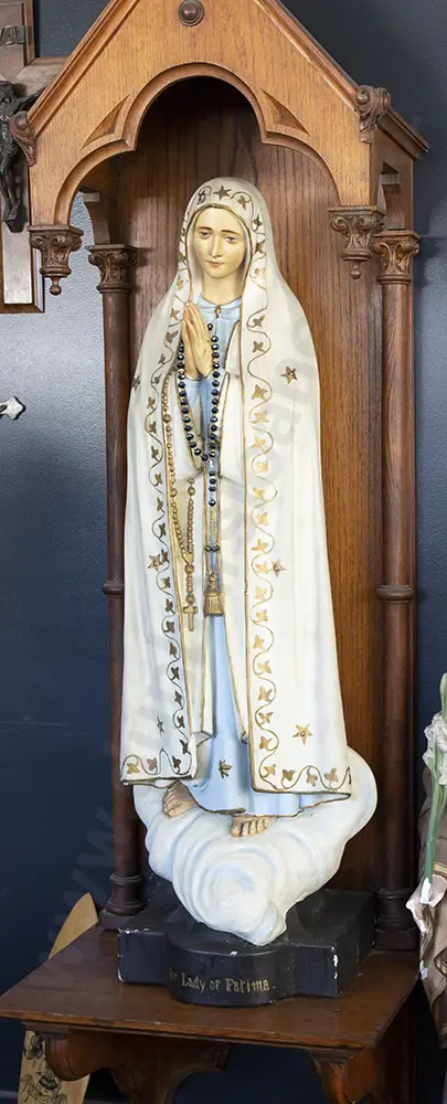 Vintage Church Plaster Statue of Our Lady of Fatima Image 1++