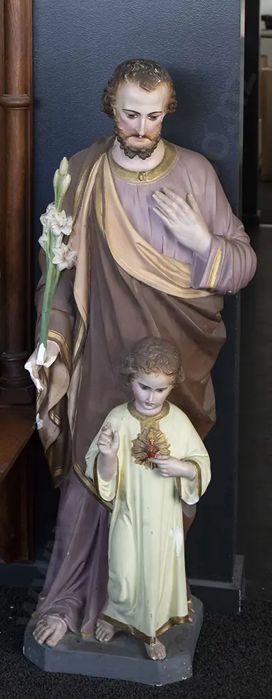 Vintage Church Plaster Statue of Saint Joseph and the Christ Child Image 1++