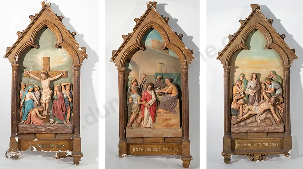 Three Vintage Church Moulded Plaster Panels Image 1++
