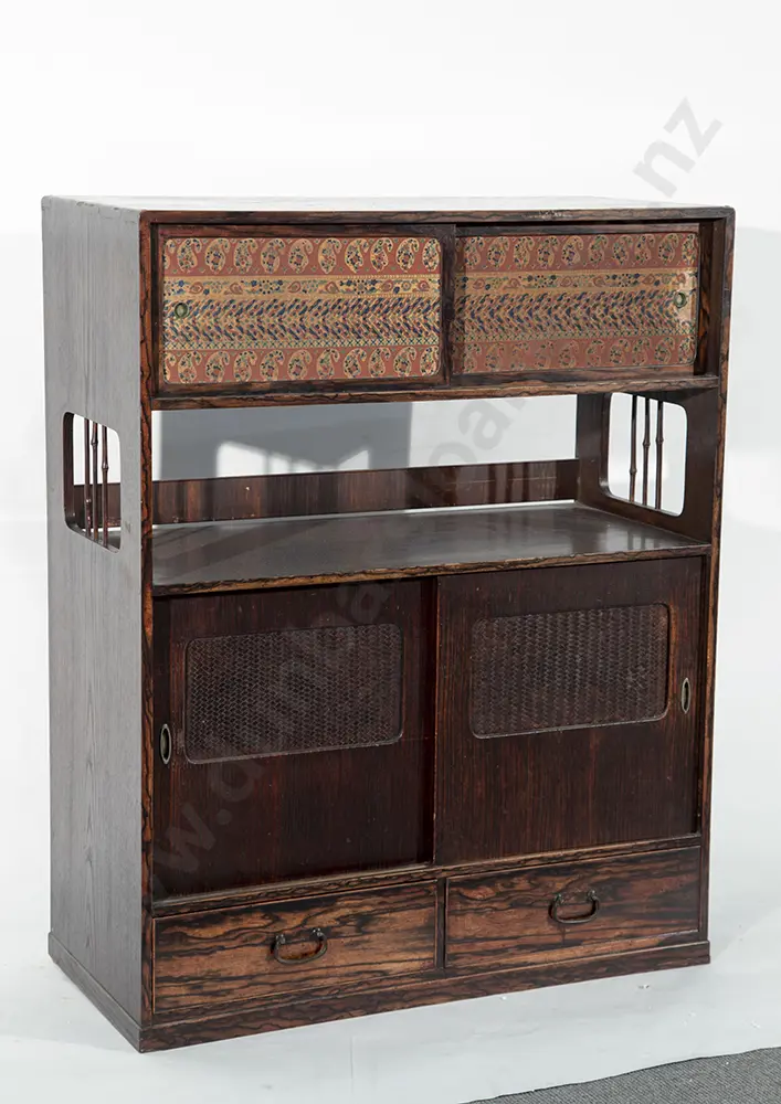 Vintage Japanese Cedar Wood Cabinet Image 1++