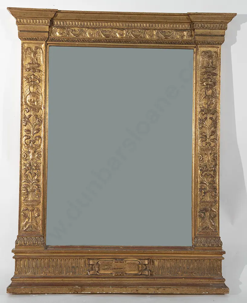 C19th Moulded Gilt Plaster on Pine Over Mantel Mirror Image 1++