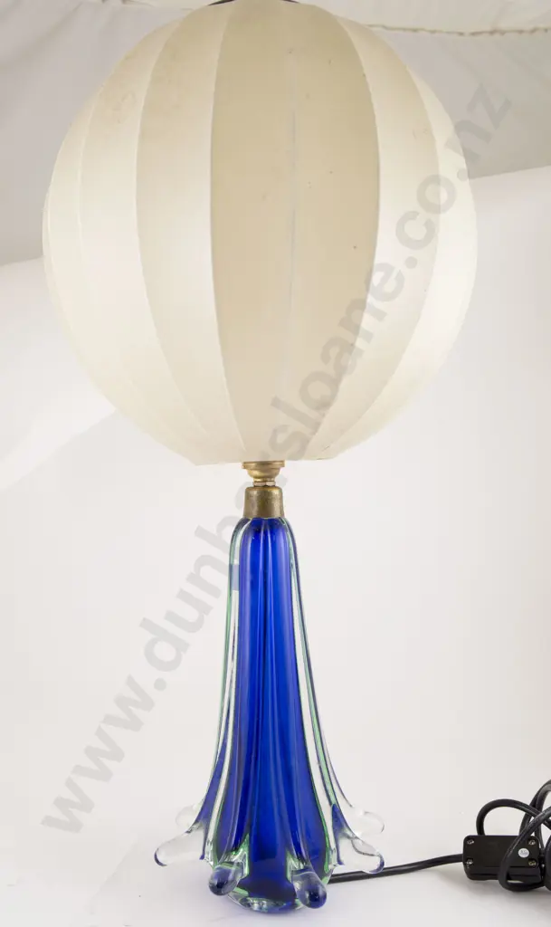Mid C20th Murano Blue Encased Glass Table Lamp Image 1++