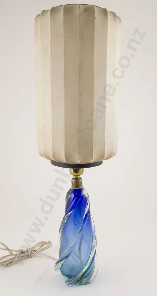 Mid C20th Murano Blue Encased Glass Table Lamp Image 1++