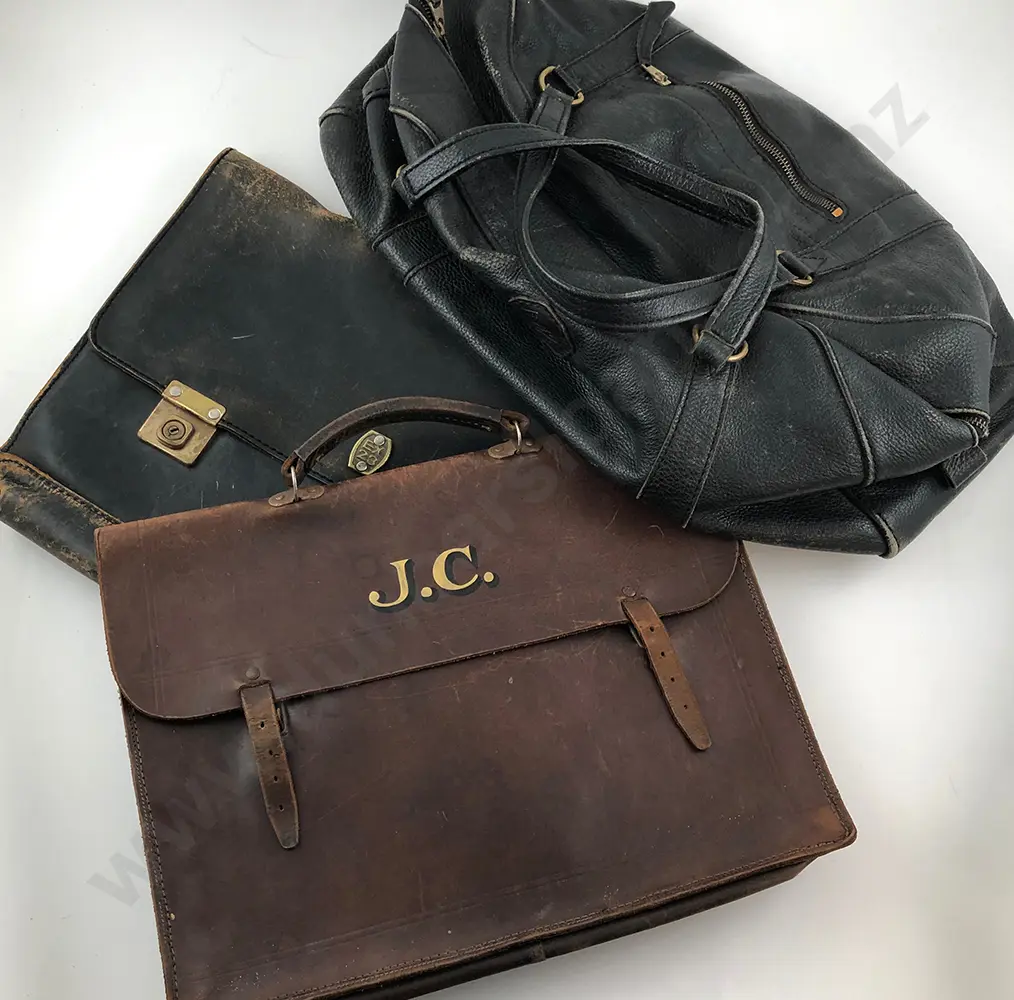Used Black Leather Carry-All, Satchel and other Image 1++