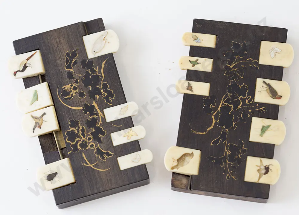 Two Antique Japanese Shibayama Whist Markers Image 1++