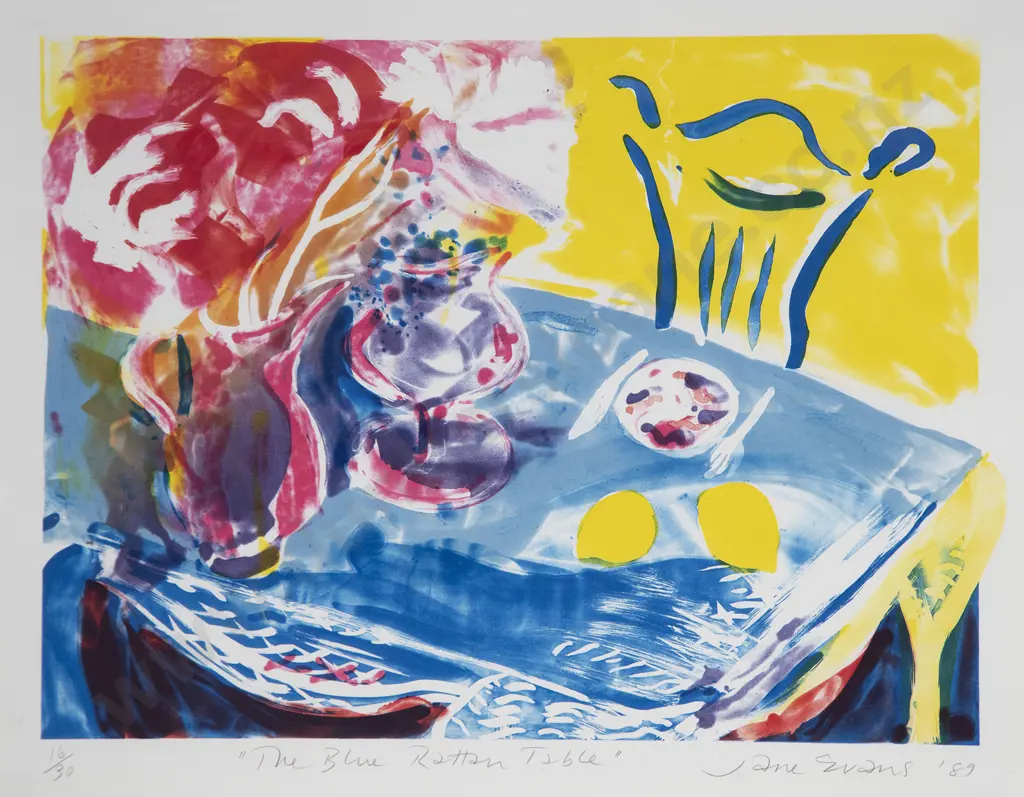 Jane Evans - The Blue Rattan Table Image 1++