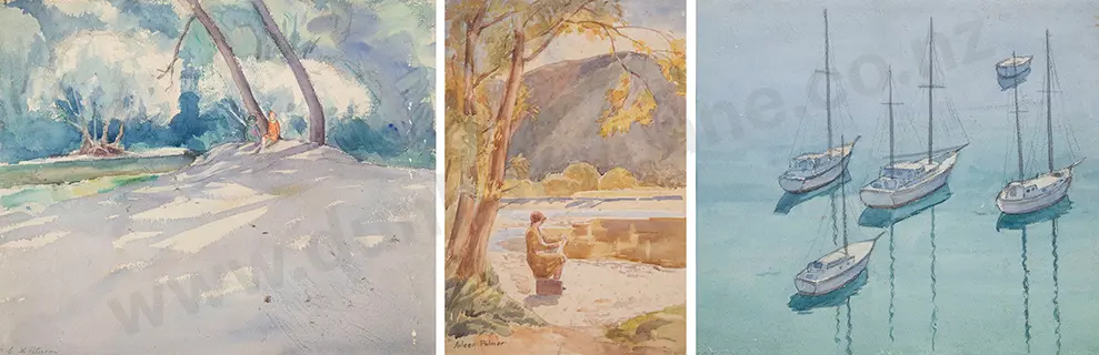 C M Paterson (2) & Aileen Palmer watercolours (3) Image 1++