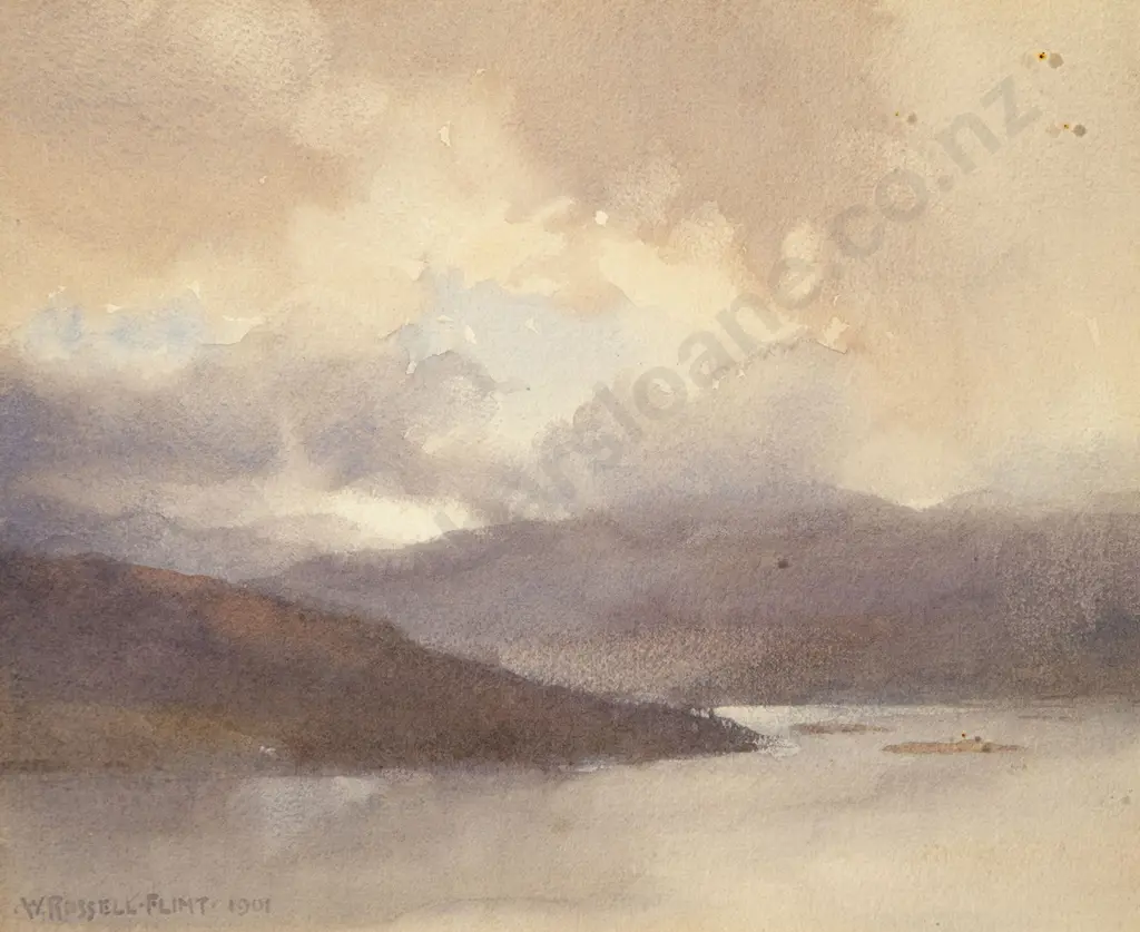 Attributed W Russell Flint  - Cloud Encrusted Landscape Image 1++