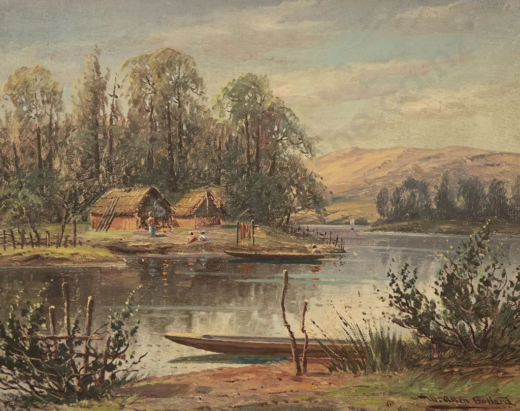 W Allen Bollard - Maori Settlement on the Waikato Image 1++