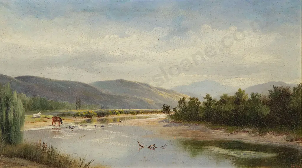 Attributed H W Kirkwood - Horses at Rivers Edge Image 1++