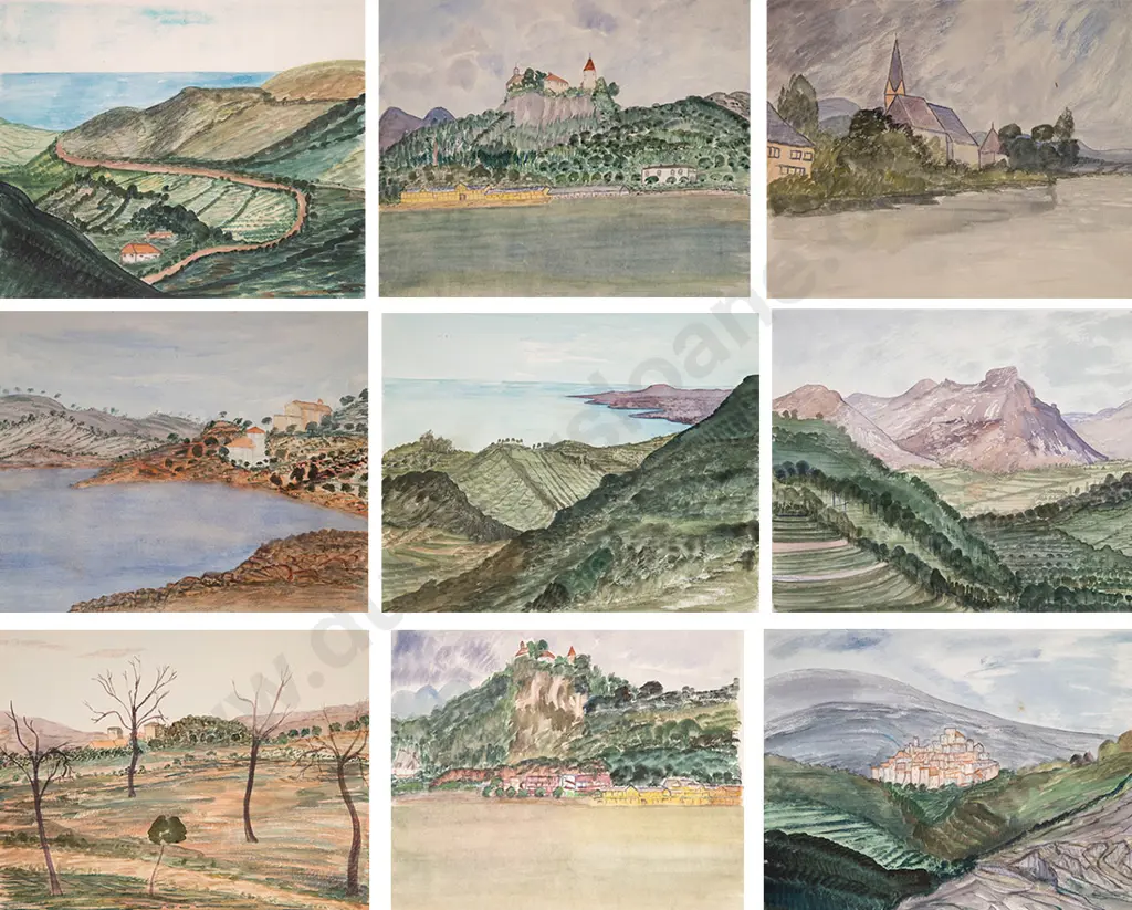 Collection George Burge watercolours (9) Image 1++