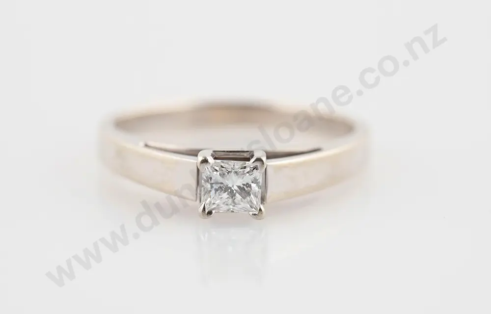 14ct White Gold Diamond Solitaire Ring Image 1++