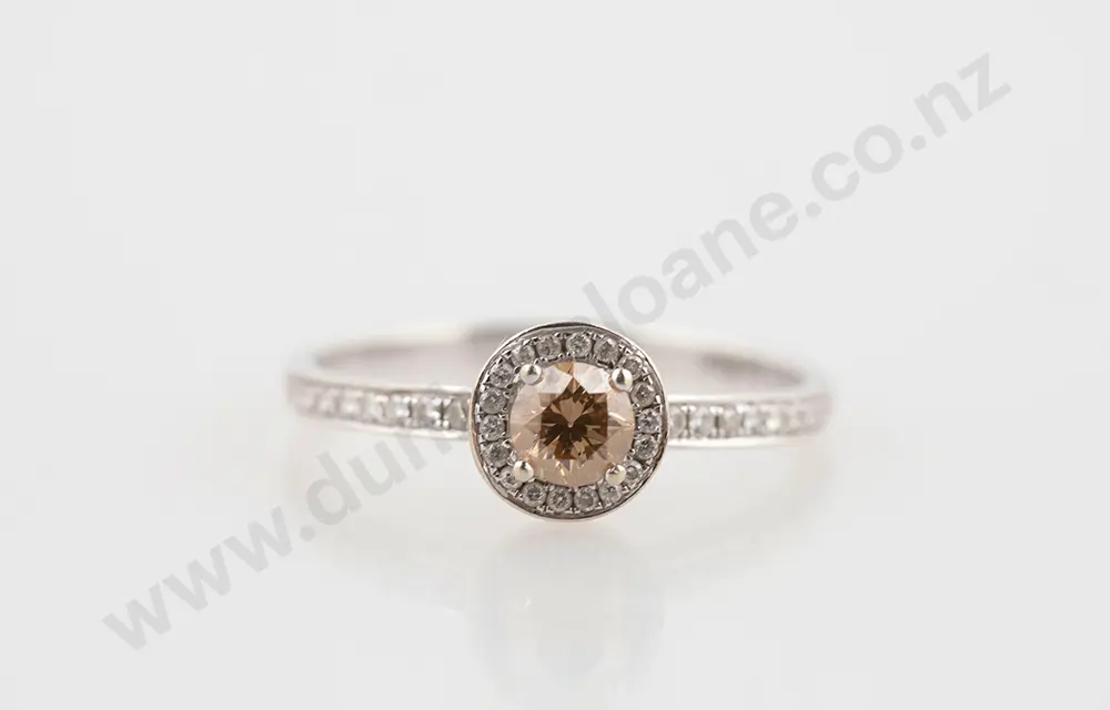 14ct White Gold Diamond Halo Ring Image 1++