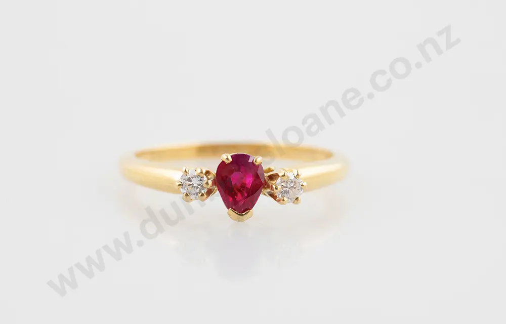 18ct Ruby & Diamond Three Stone Ring Image 1++