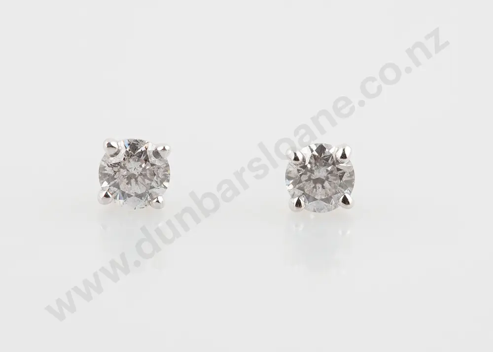 Pair 14ct White Gold Diamond Stud Earrings Image 1++