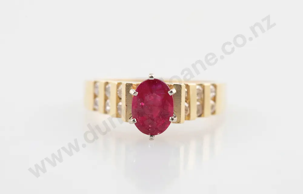 14ct Ruby & Diamond Dress Ring Image 1++