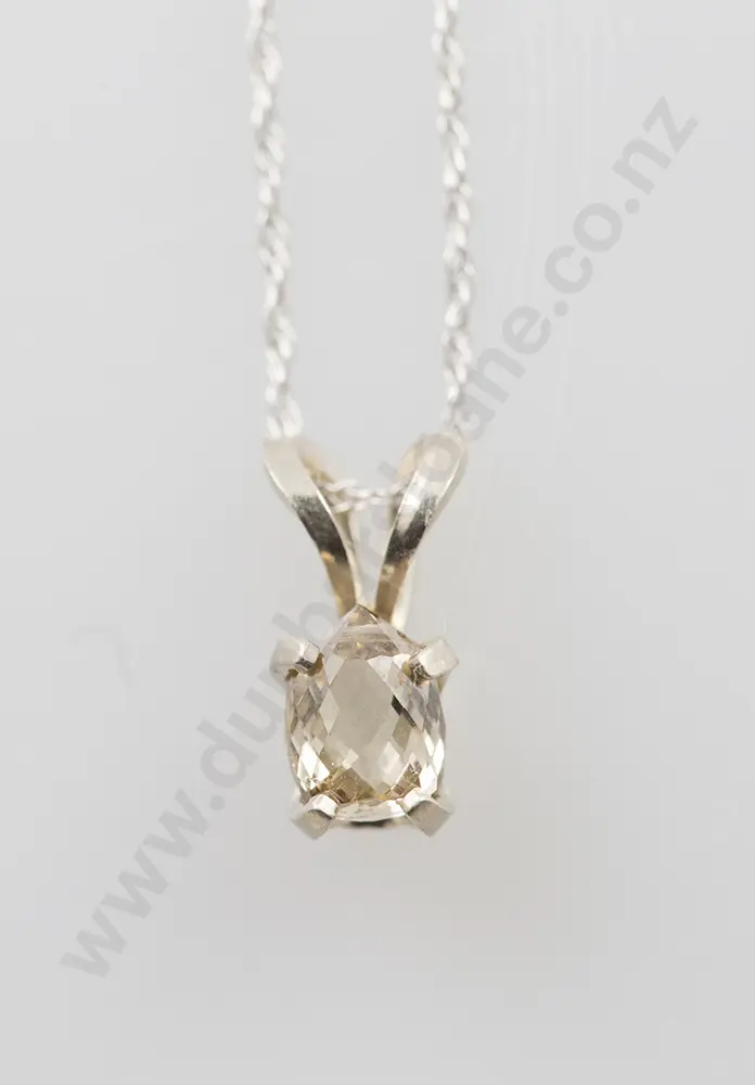 14ct White Gold Diamond Pendant & Chain Image 1++