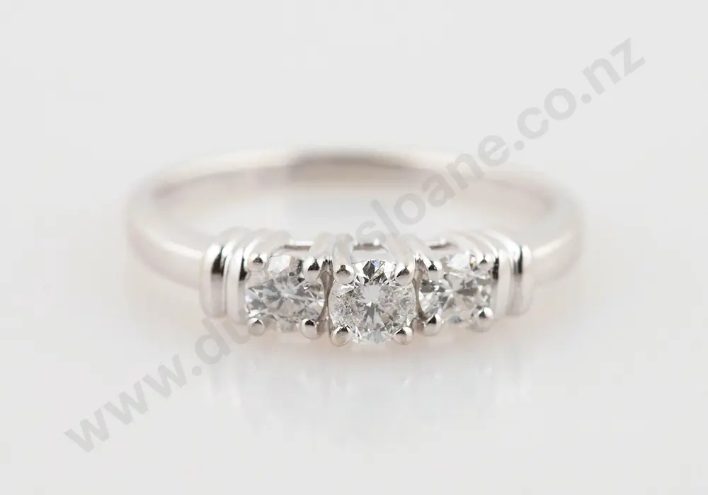 14ct White Gold Three Stone Diamond Ring Image 1++