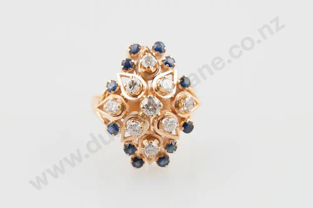 18ct 19stone Sapphire & Diamond Ring Image 1++