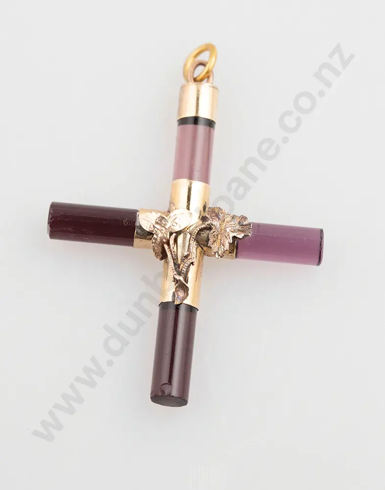 10ct Mounted Amethyst Cross Pendant Image 1++