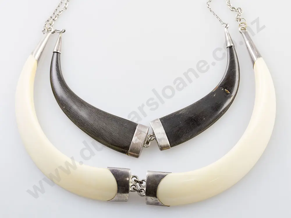 Silver Mounted Tusk & Claw Necklets Image 1++