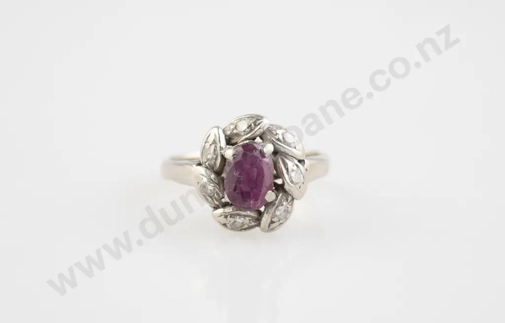 18ct Eight Stone Ruby & Diamond Cluster Ring Image 1++