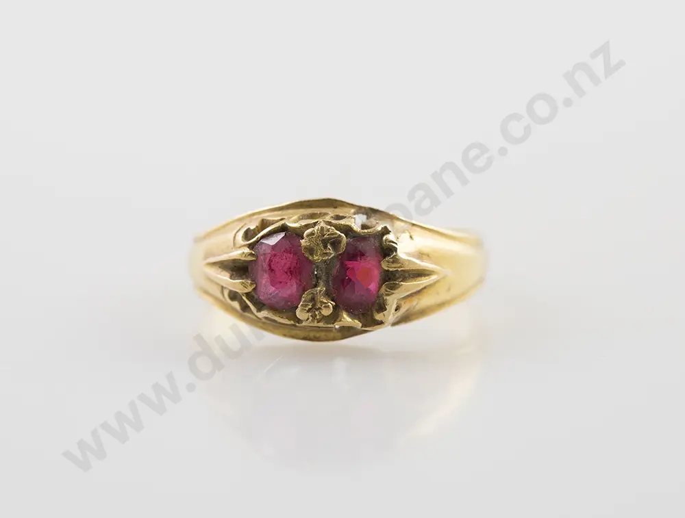 18ct Two Stone Ruby Band Ring Image 1++