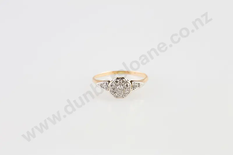 18ct & Platinum Nine Stone Floret Cluster Ring Image 1++