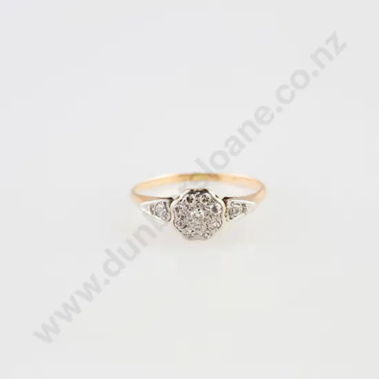 18ct & Platinum Nine Stone Floret Cluster Ring