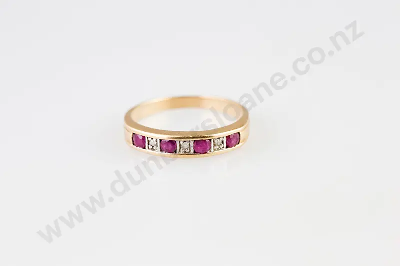 9ct Seven Stone Ruby & Diamond Eternity Band Image 1++