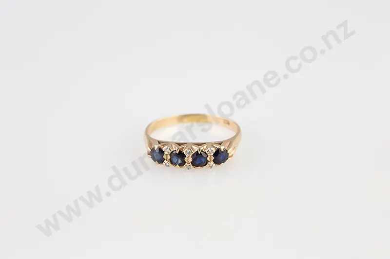 9ct Four Stone Sapphire Bridge Ring Image 1++