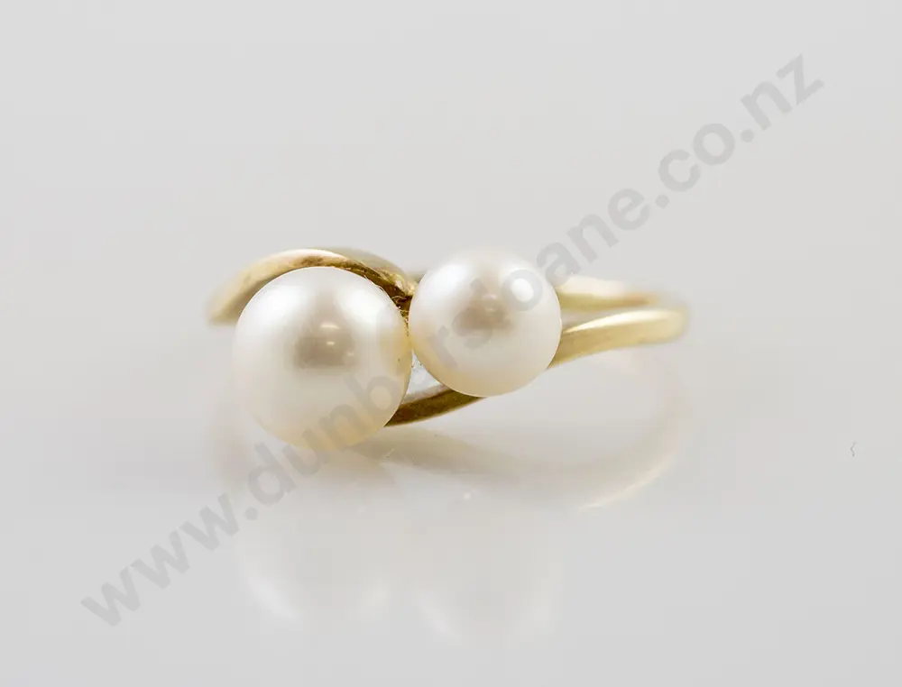 Mikimoto 9ct Two Cultured Pearl Ring Image 1++