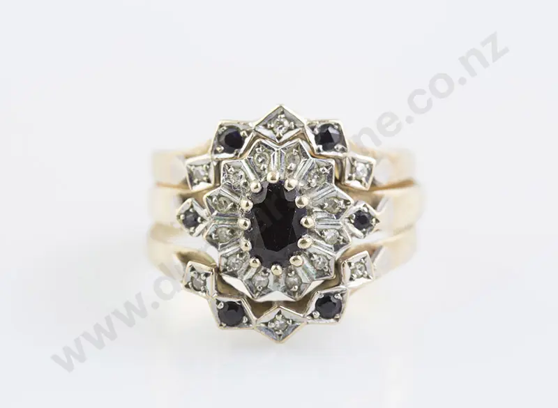 9ct Sapphire and Diamond Three Ring Set Image 1++