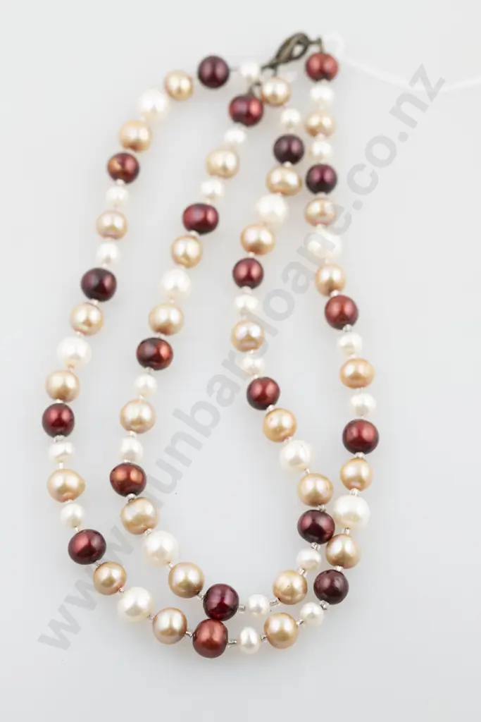 Single Strand Multi Coloured Fresh Water Pearl Necklace & Earrings Image 1++