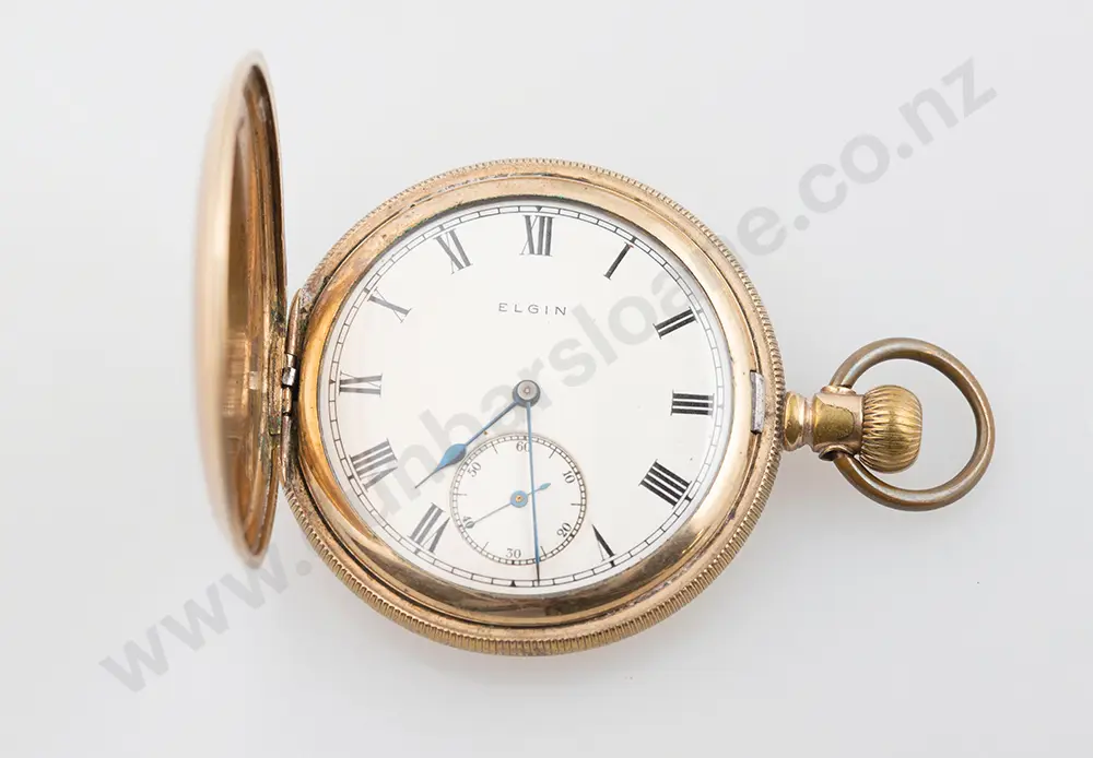Elgin Gold Plated Hunter Cased Pocket Watch Image 1++