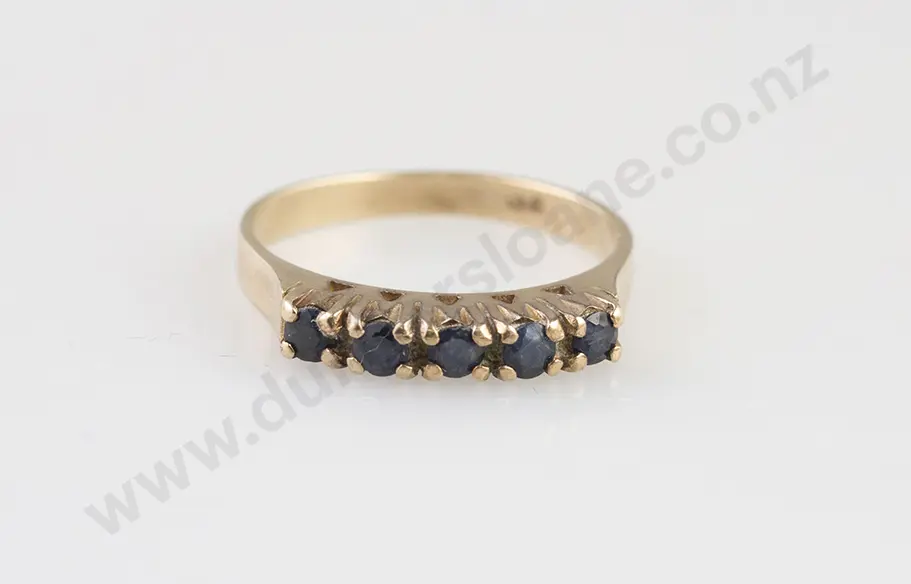 9ct Five Stone Sapphire Bridge Ring Image 1++