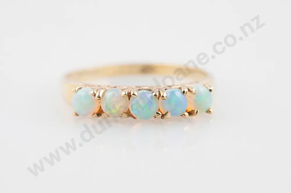 9ct Five Stone Opal Bridge Ring Image 1++