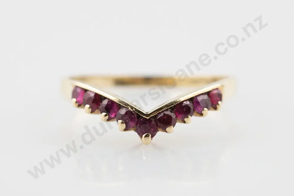 9ct Nine Stone Ruby Curve Band Image 1++