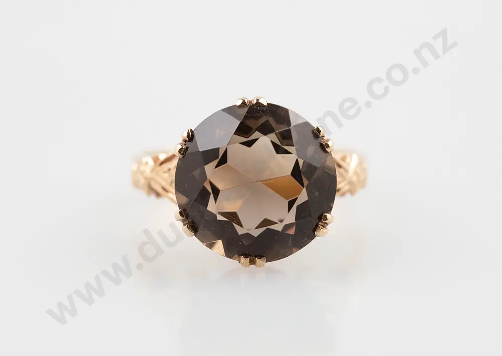 9ct Single Smokey Quartz Dress Ring Image 1++