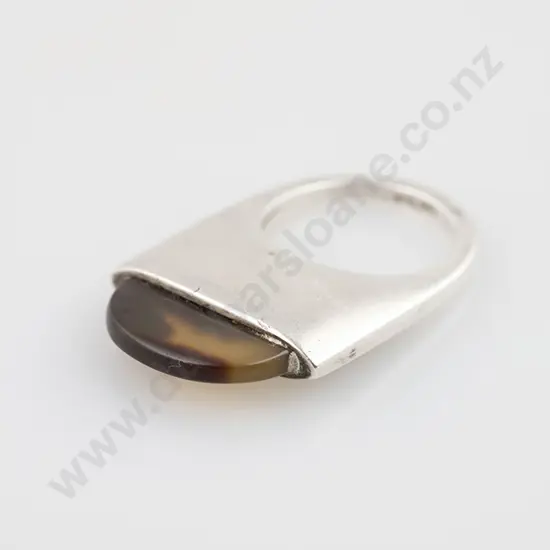 Modern Design S/S & Tortoiseshell Dress Ring
