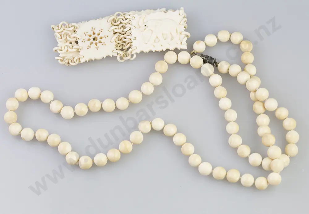 Anglo Indian Panel & Chain Link Ivory Bracelet & Bead Necklace Image 1++