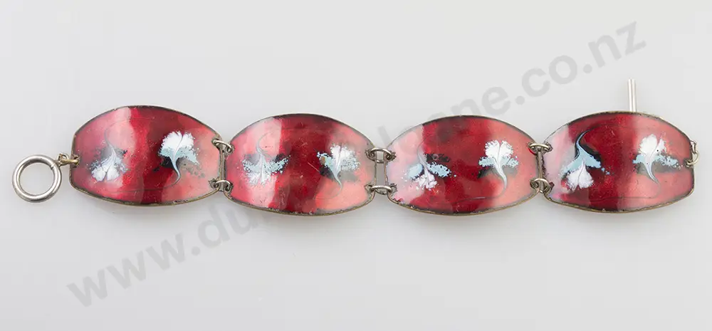 Mid c20th Danish Enamelled Four Panel Bracelet Image 1++