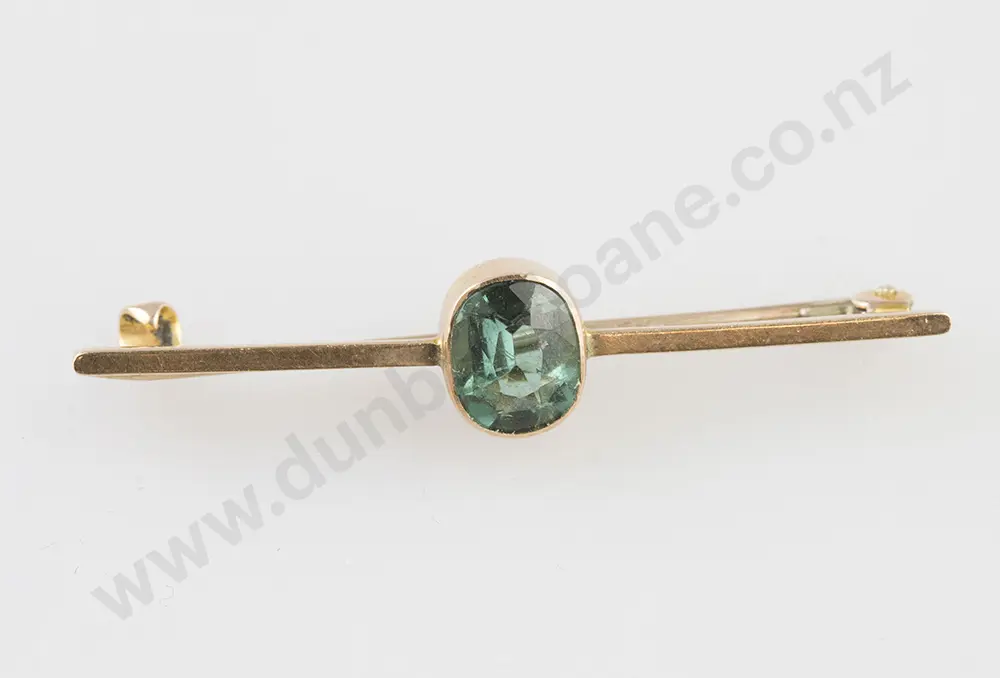 9ct Single Tourmaline Bar Brooch Image 1++