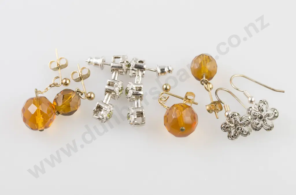Silver Diamonte Triple Floret Cluster Earrings and others Image 1++