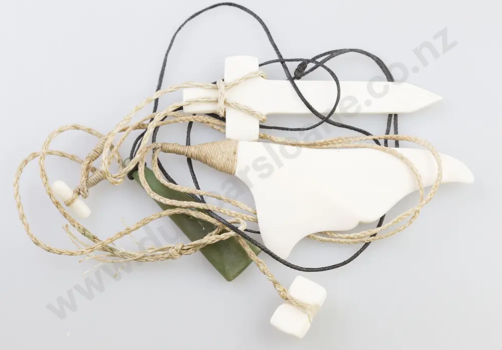 Brian Stupples Greenstone Pendant and two bone pendants Image 1++