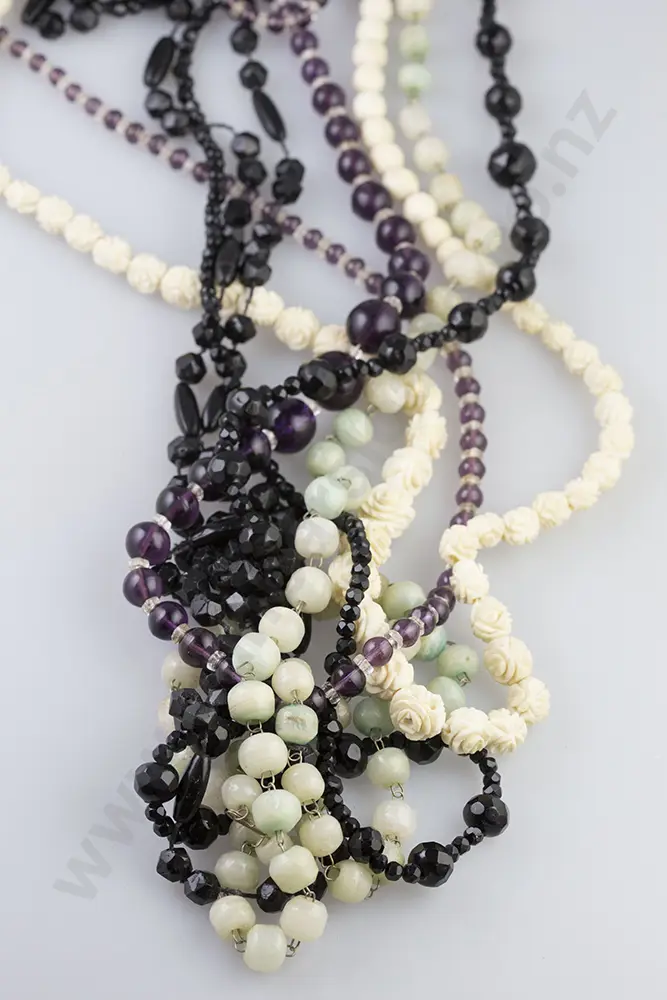 Five Vintage Bead Necklaces Image 1++