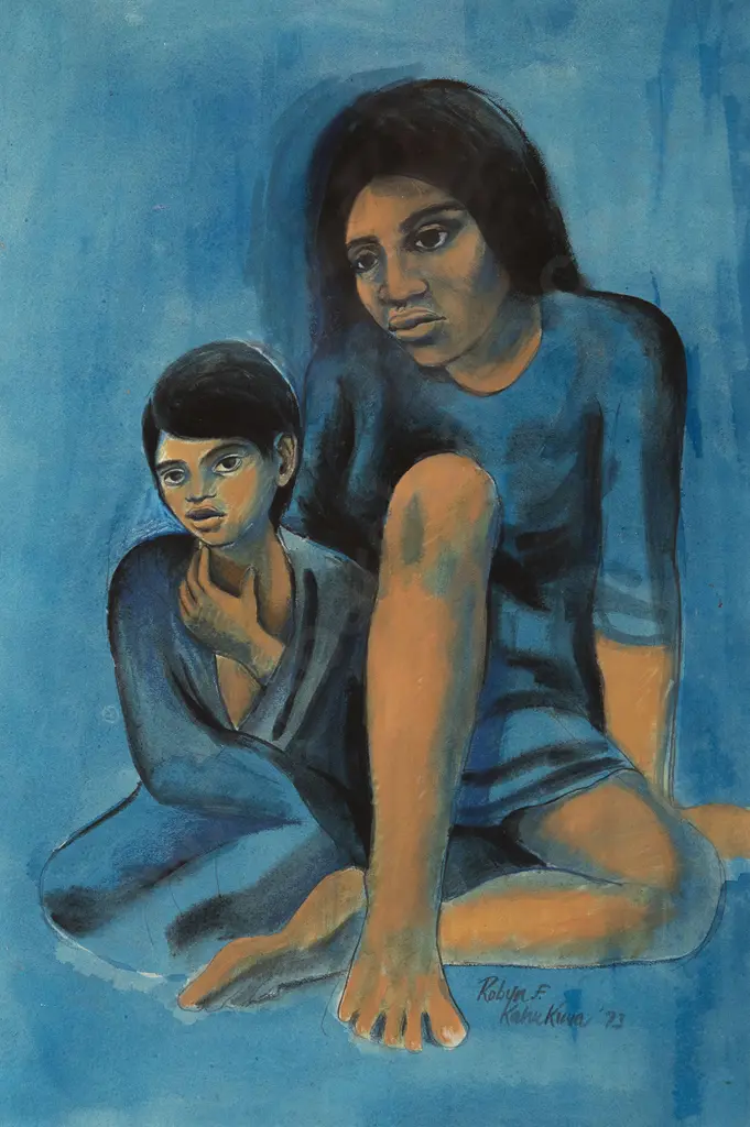 Robyn Kahukiwa - Blue Mother & Child Image 1++