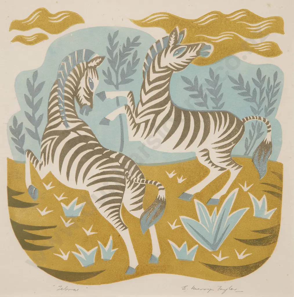 E Mervyn Taylor - Zebras Image 1++