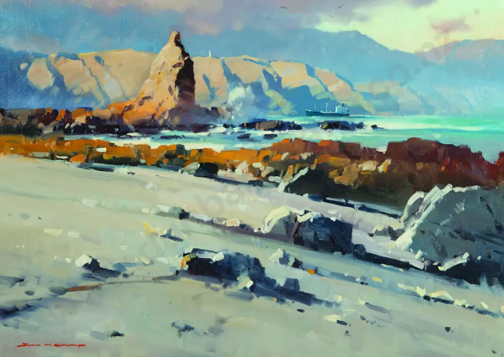 John Crump - Early Light on Pencarrow, Wellington Heads Image 1++