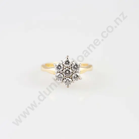 18ct Seven Stone Diamond Florette Cluster Ring